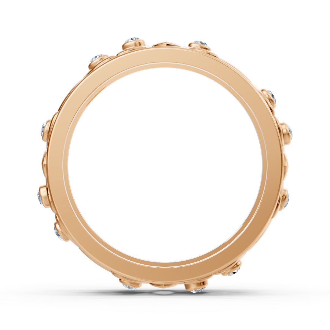 Moderner Rosegold-Ring mit Runddiamanten im Bezel-Design