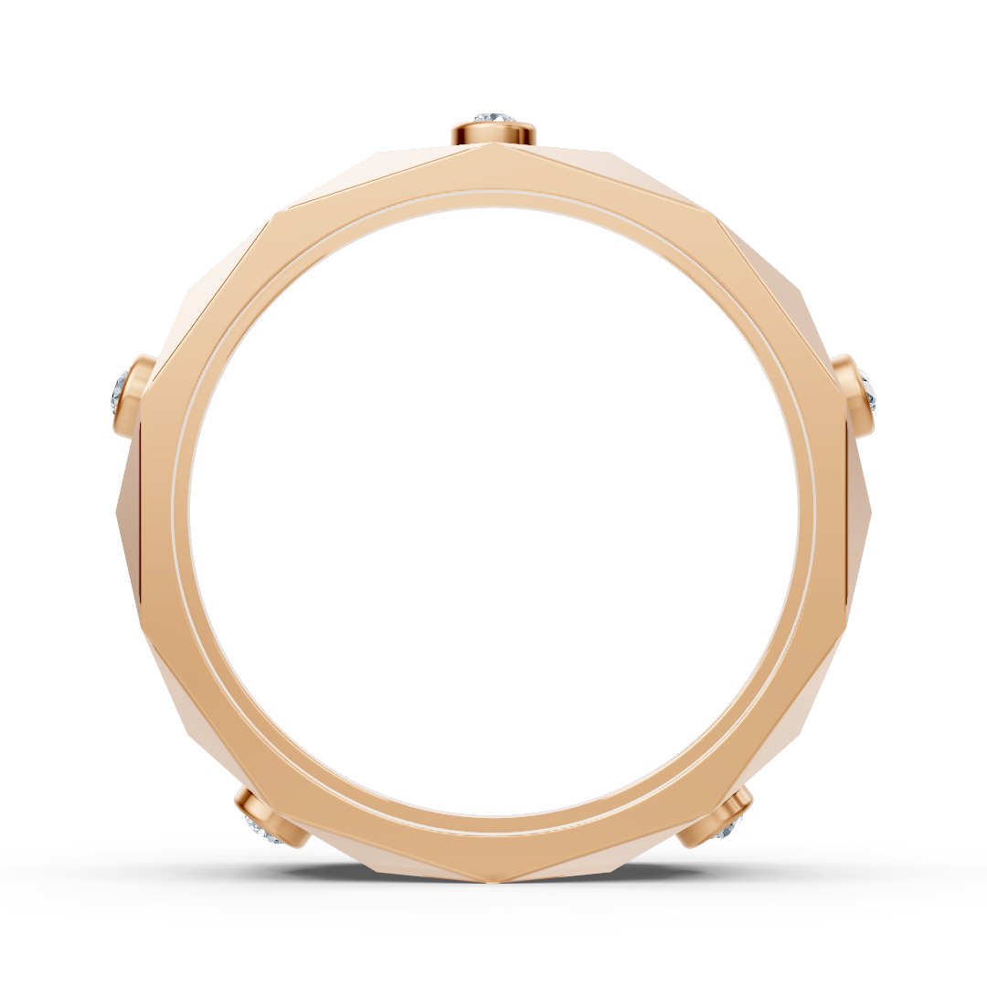 Moderner Rosegold-Ring mit Runddiamanten im Bezel-Design
