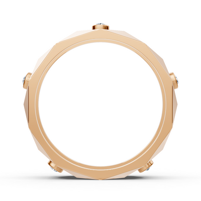 Moderner Rosegold-Ring mit Runddiamanten im Bezel-Design