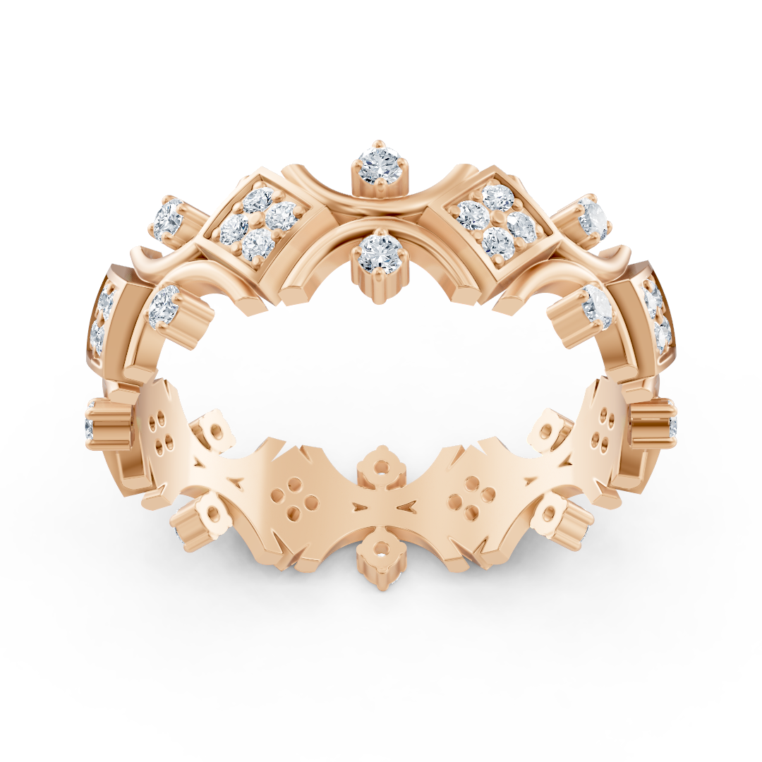 Roségoldring mit Runden Diamanten