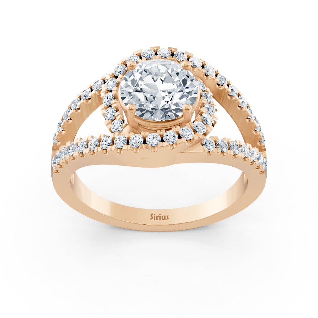 Roségoldener Diamant-Halo-Verlobungsring