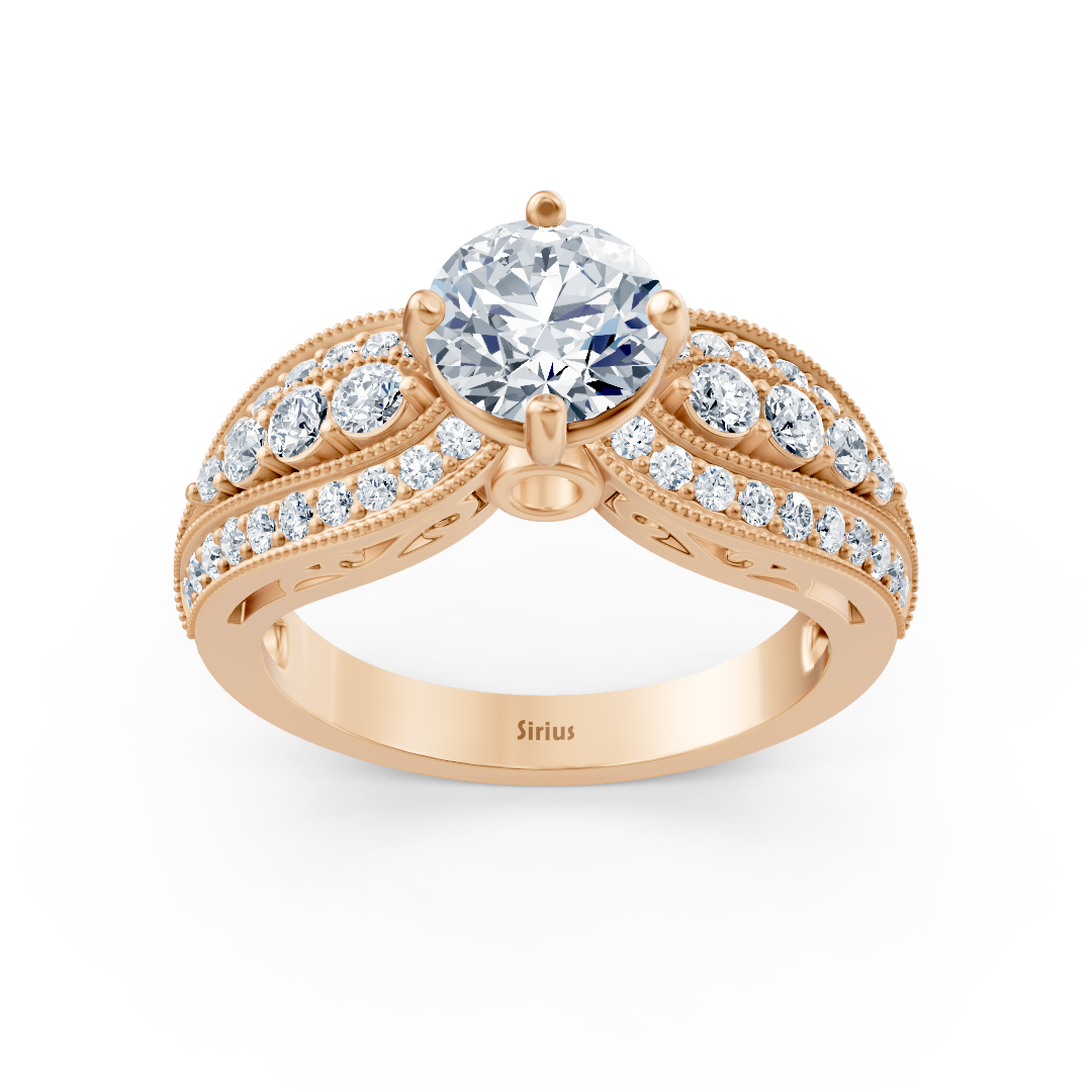 Extravagant diamond engagement ring in 14 carat rose gold