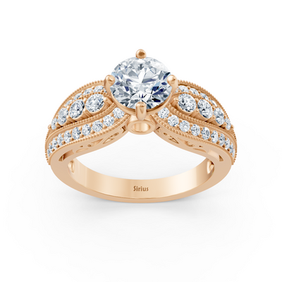 Extravagant diamond engagement ring in 14 carat rose gold