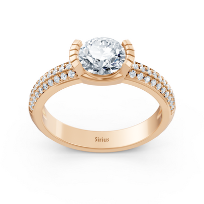 Modern solitaire diamond engagement ring in 14 carat rose gold