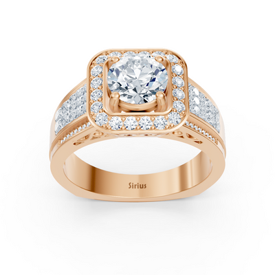 Funkelnder Diamant Verlobungsring mit Prinzess- und Brillantschliff aus 14 Karat Roségold