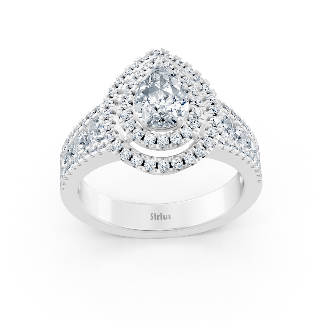 Birgie Halo Diamond &amp; Sapphire Engagement Ring White Gold