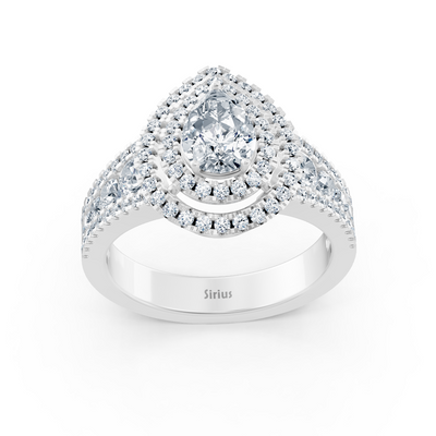 Birgie Halo Diamond &amp; Sapphire Engagement Ring White Gold