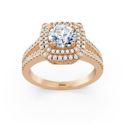 Roségold Doppel Halo Diamant Verlobungsring