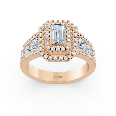 Diamant & Saphir Halo Verlobungsring aus Roségold
