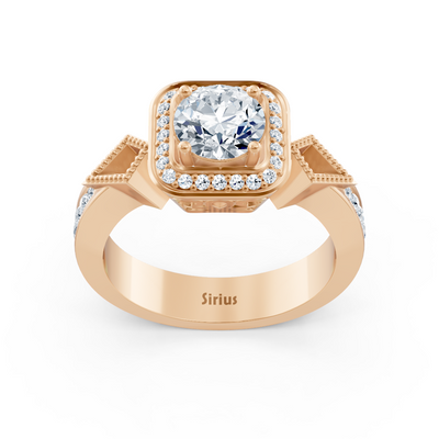 Diamant Seitenstein Halo Verlobungsring aus Roségold