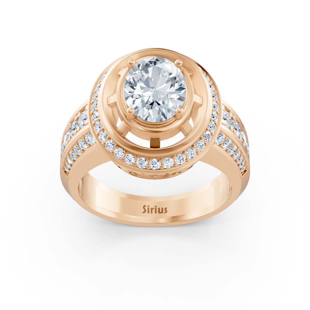 Roségoldener Halo-Verlobungsring mit Diamanten & Turmalin