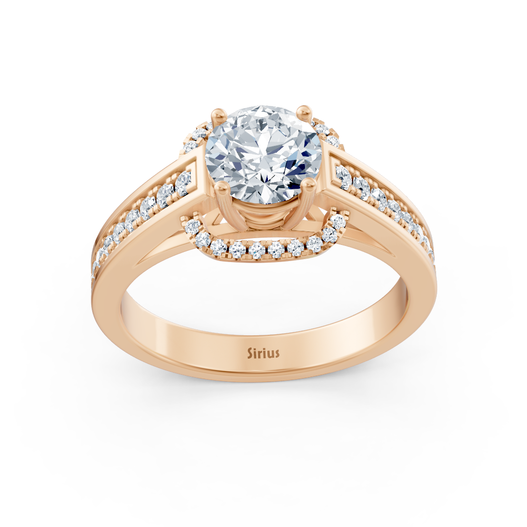 Eleganter Roségold Seitenstein Diamantring