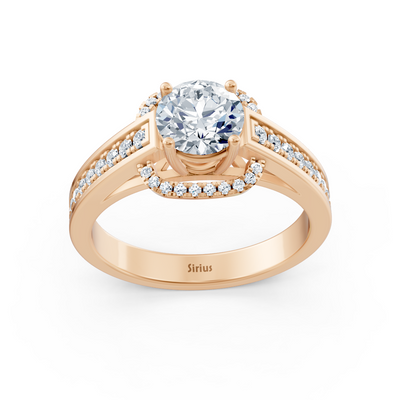 Eleganter Roségold Seitenstein Diamantring