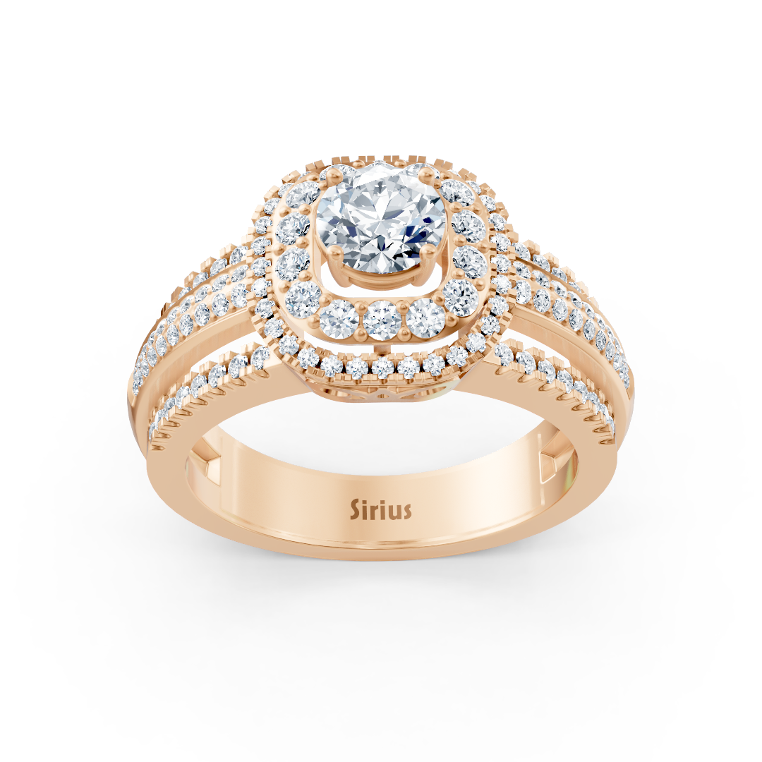 Double Halo Diamond Ring Rose Gold