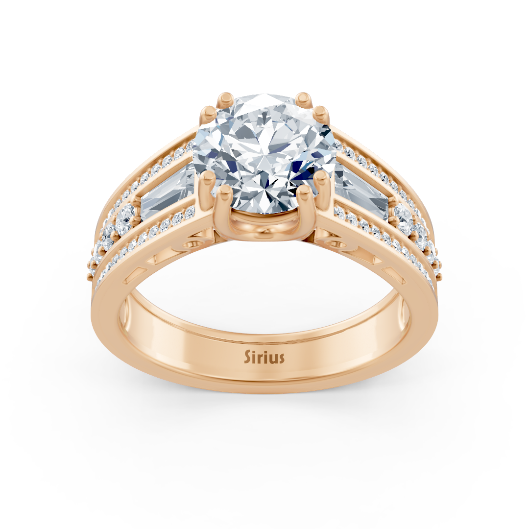 Diamantring Roségold mit Baguetteschliff