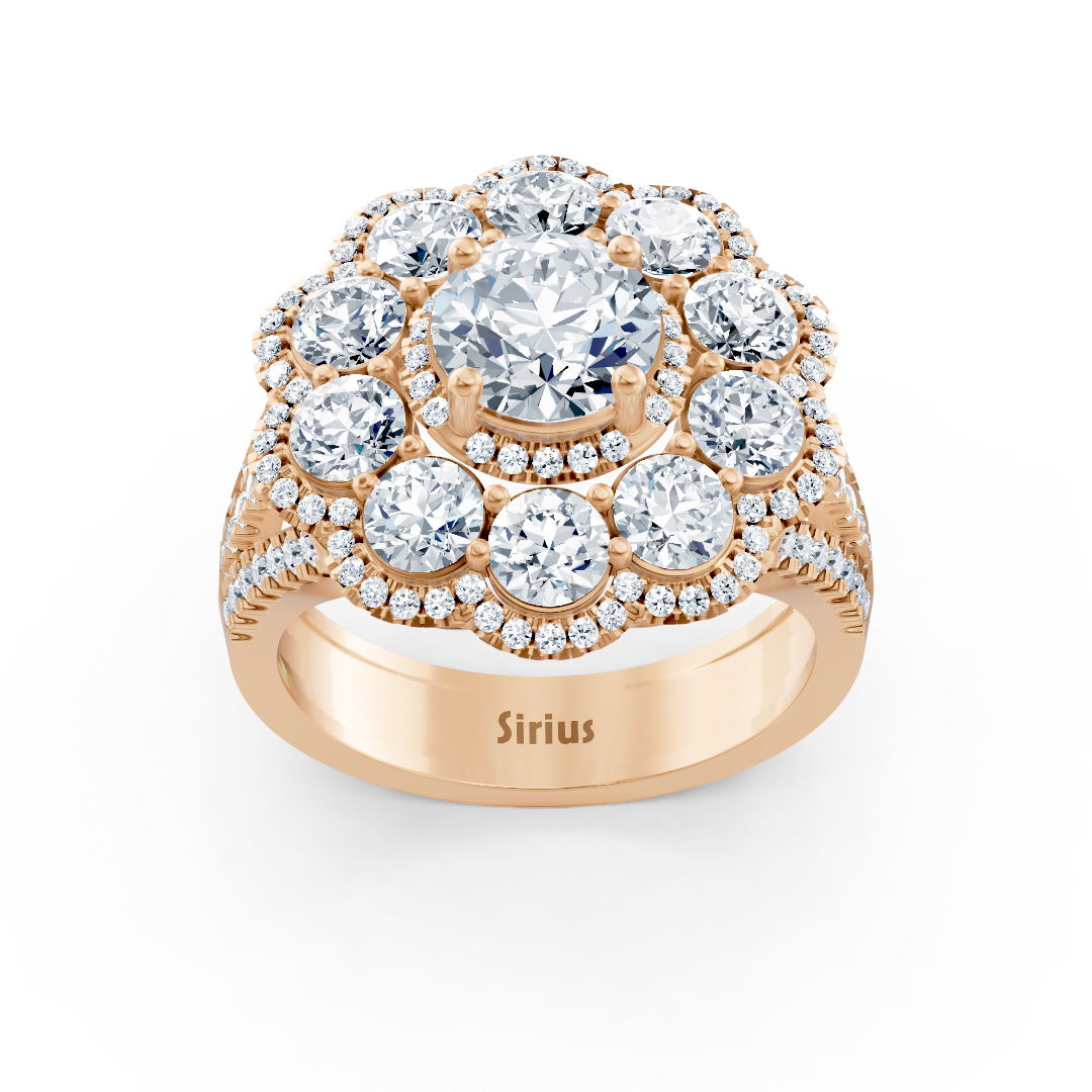 Diamant-, Smaragd- und Rubinring Roségold