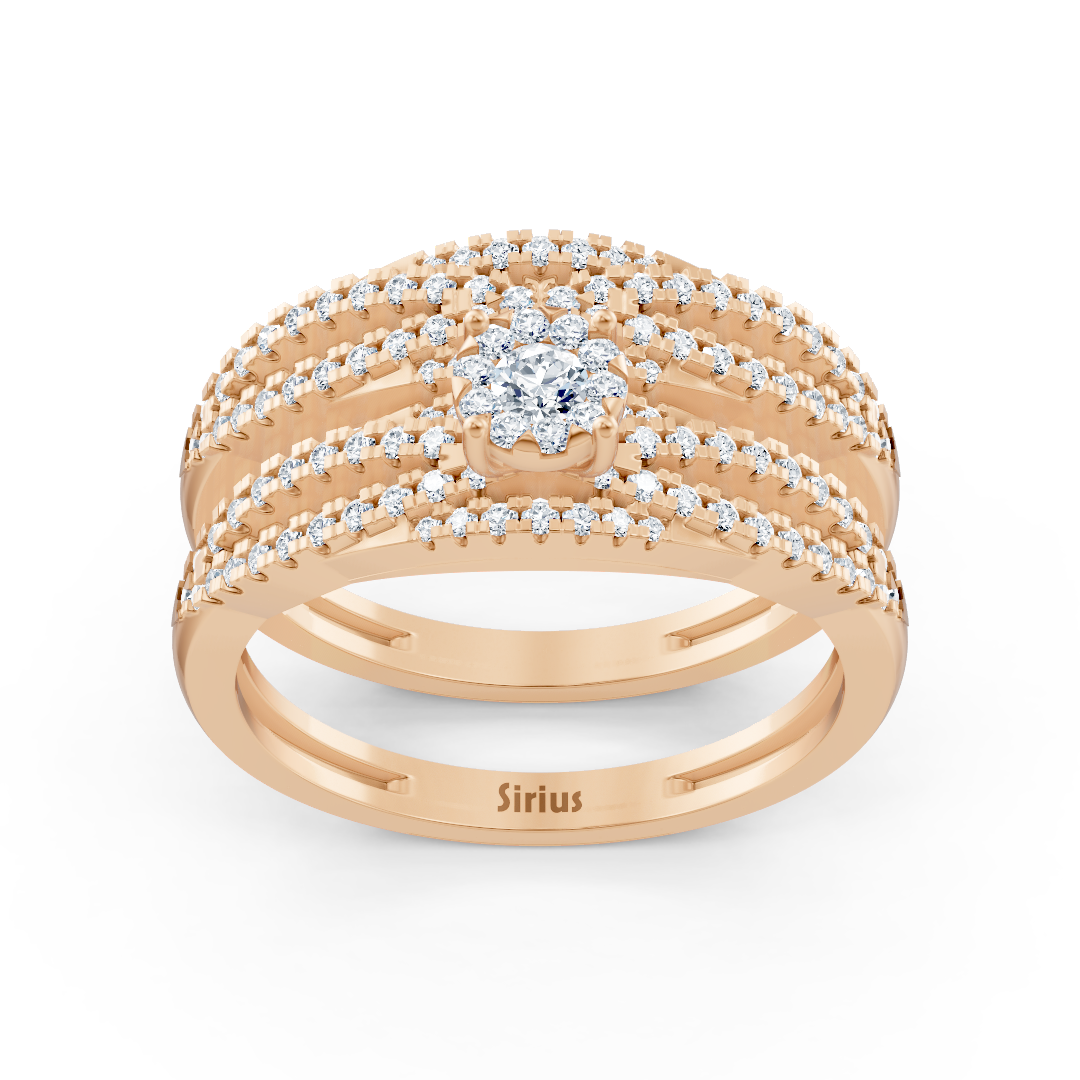Diamant Brautring-Set Roségold