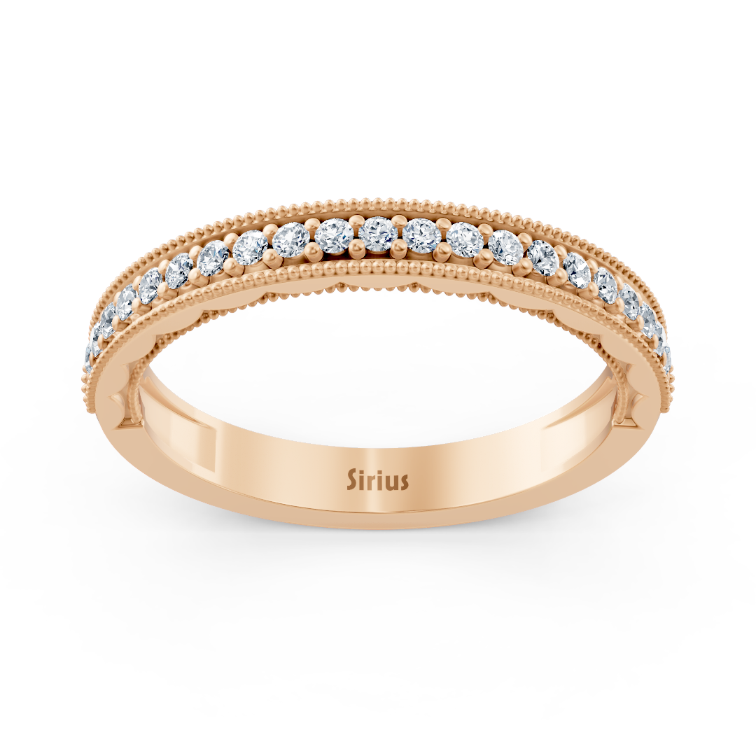 0.21 Karat Diamant Halbe Ewigkeit Ring mit Milgrain-Details aus 14 Karat Roségold