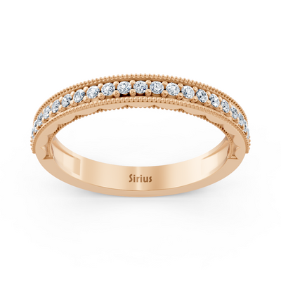 0.21 Karat Diamant Halbe Ewigkeit Ring mit Milgrain-Details aus 14 Karat Roségold