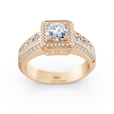 1.41 carat princess cut diamond ring in 14 carat rose gold