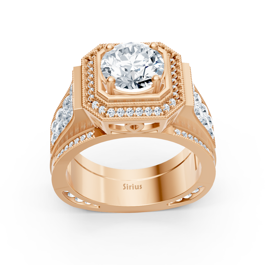 Birgie Sirius Roségold Passion Halo Diamantring mit Rundschliff