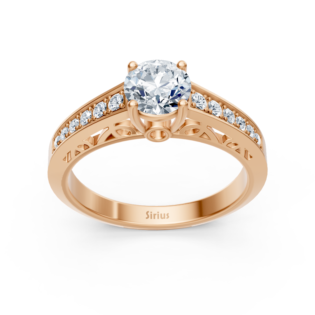 Birgie Roségold Kanalgefasster Diamantring mit Rundschliff