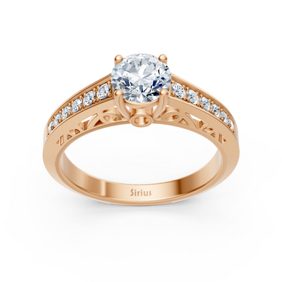 Birgie Roségold Kanalgefasster Diamantring mit Rundschliff