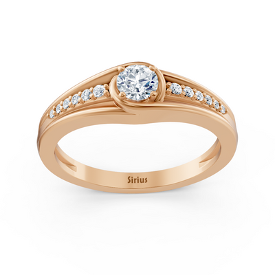 0.30 carat diamond accent ring in rose gold with side diamonds