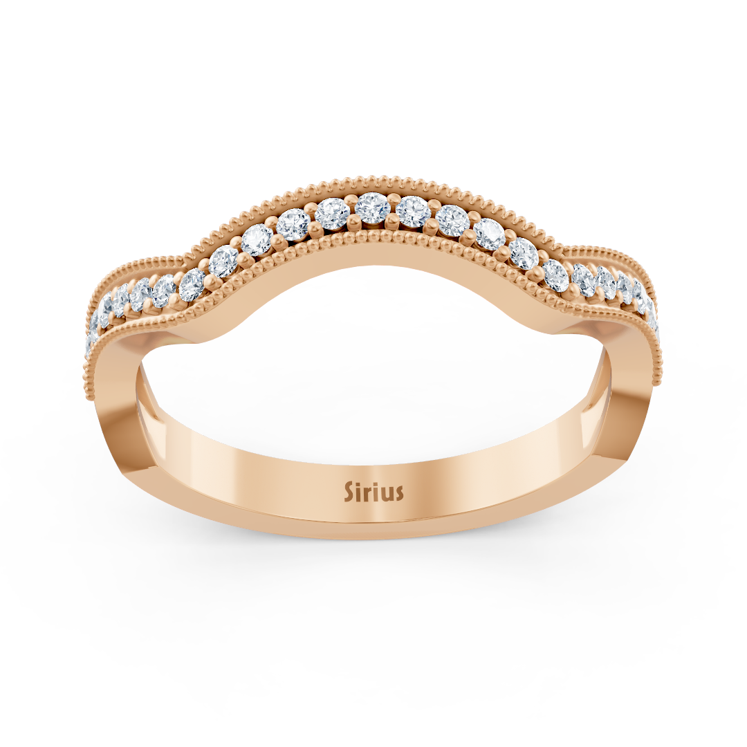 0.19 Karat Diamant Geschwungener Ehering in Roségold