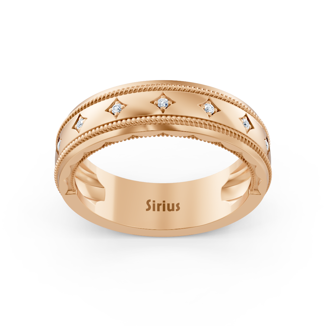 0.05 Karat Diamant Herren Ehering in Rosegold