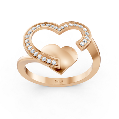 Romantischer Herz Diamantring in Roségold mit Pavé-Fassung