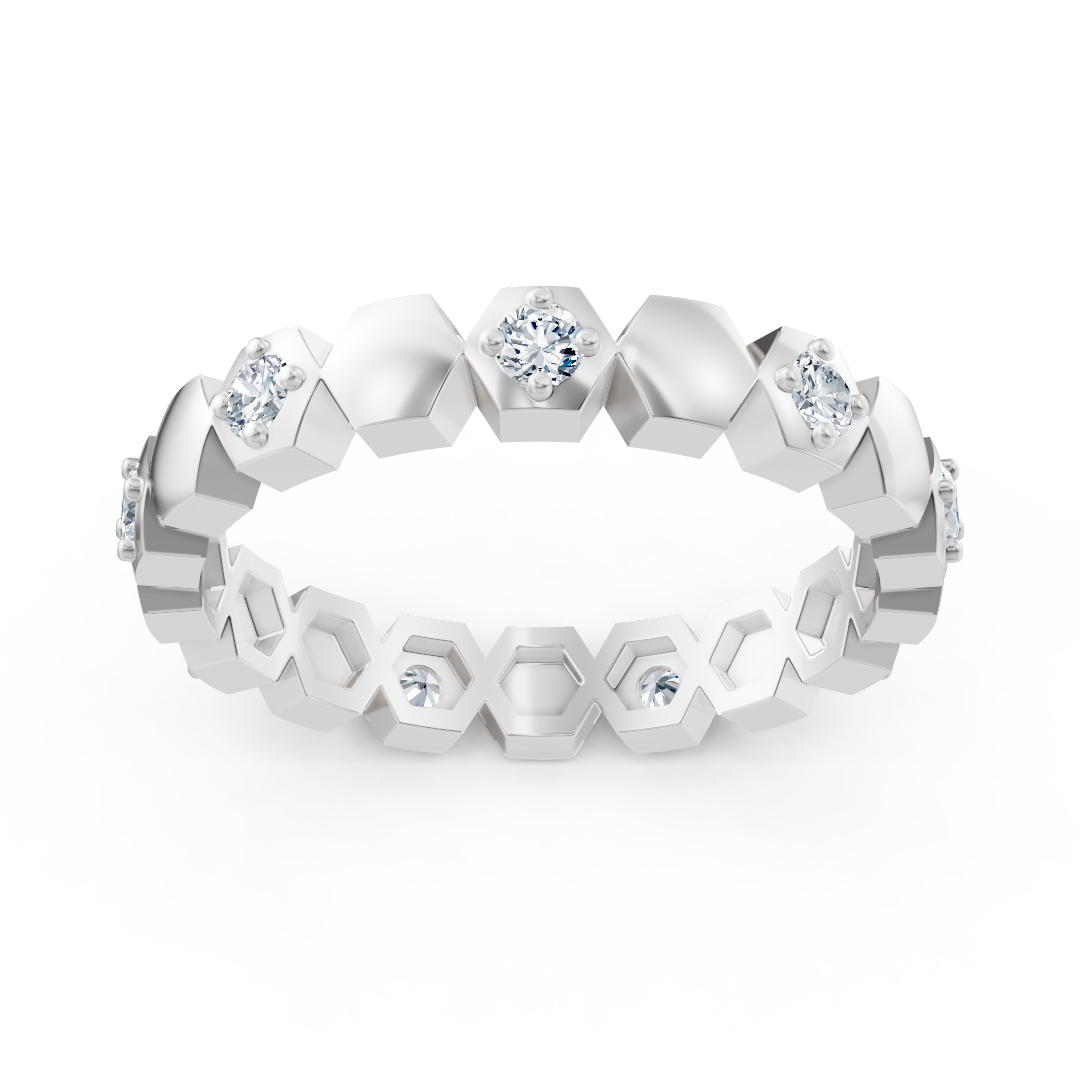 Birgie Diamantring Weissgold 14K – Hexagon-Design