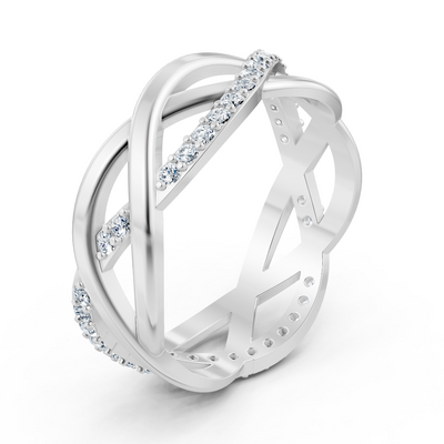 White gold diamond ring with cross design