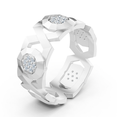 Exquisite white gold diamond ring – geometric design