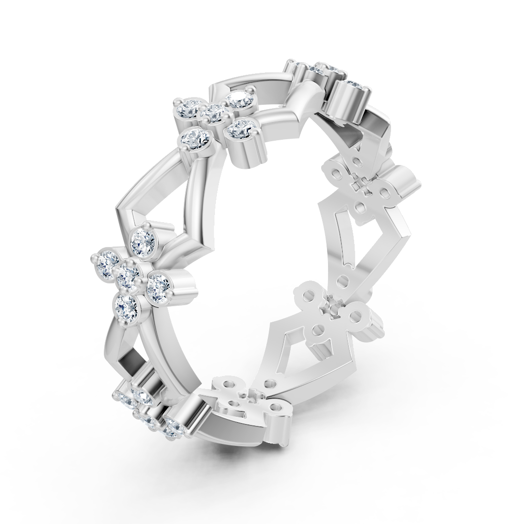 Birgie diamond ring in 14K white gold with round brilliant-cut diamonds