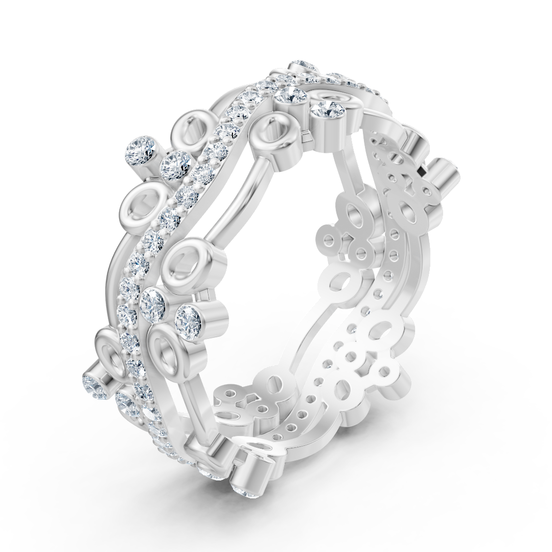 Playful circle diamond ring - 14K white gold, approx. 0.51 carats