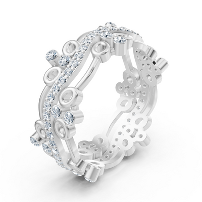 Playful circle diamond ring - 14K white gold, approx. 0.51 carats