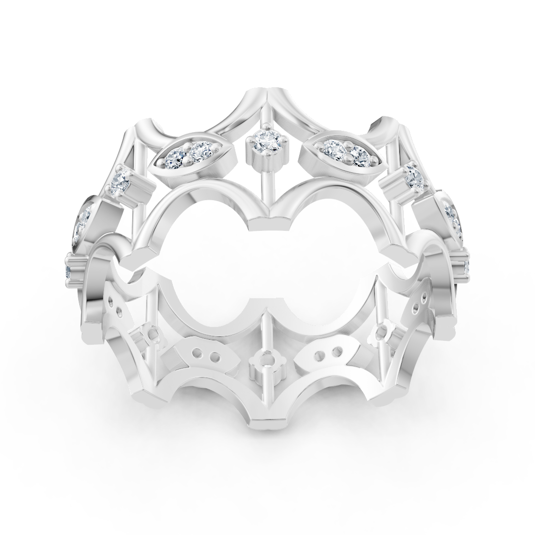 Weißgoldener Diamantring mit filigranem Design