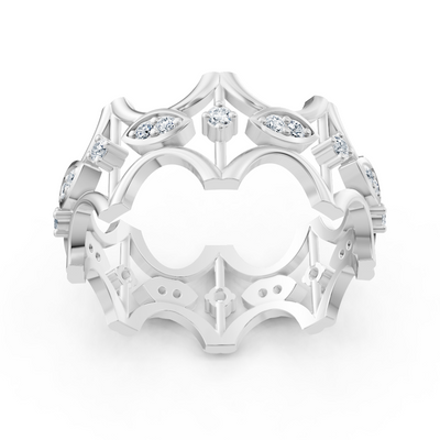 Weißgoldener Diamantring mit filigranem Design
