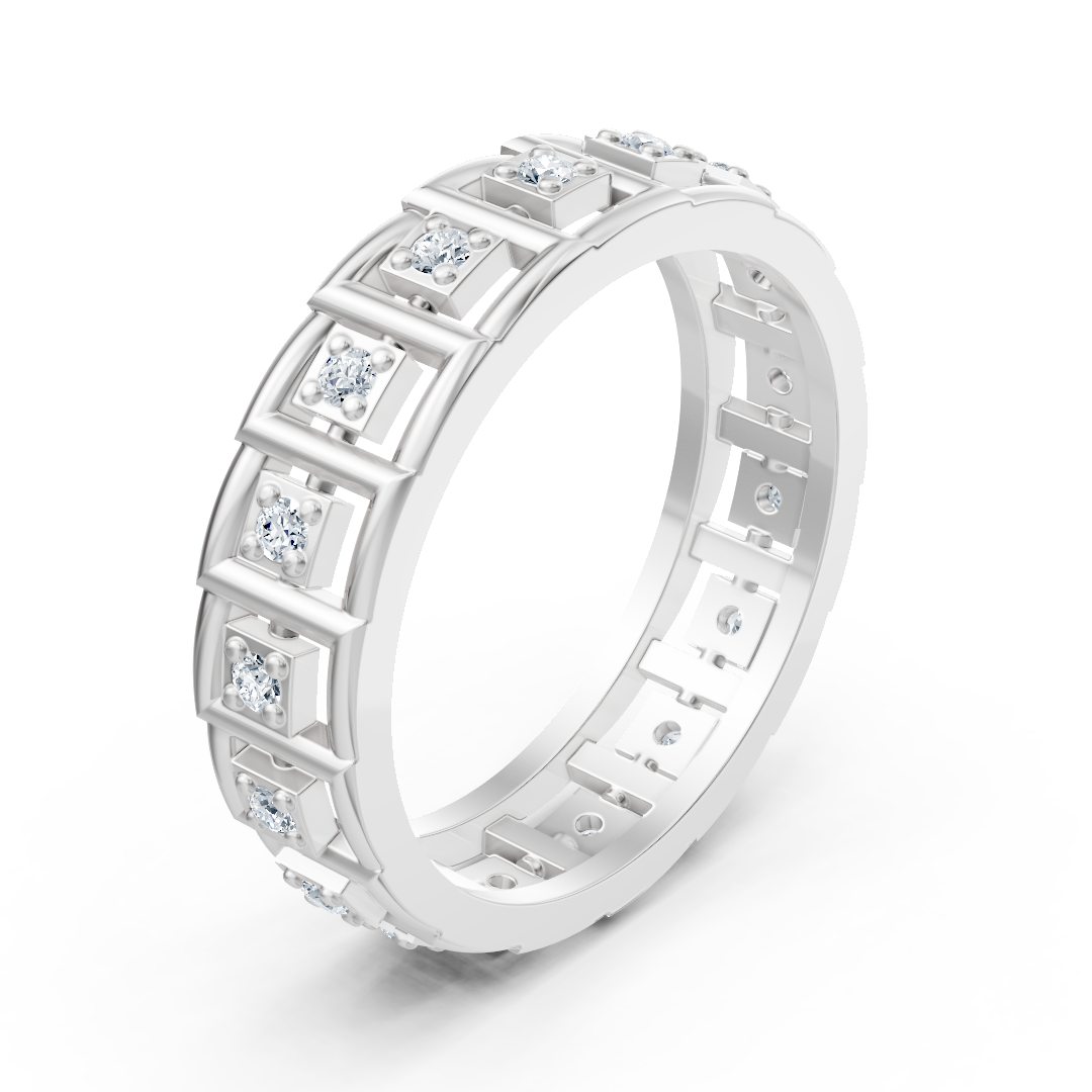 Weißgoldener Diamantring mit quadratischem Design