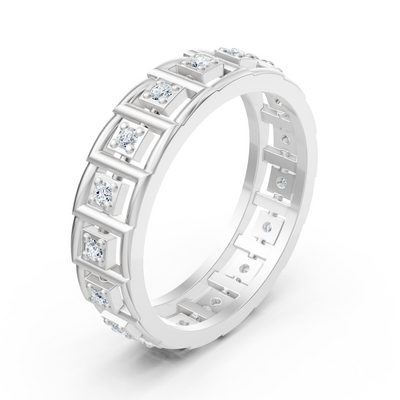 Weißgoldener Diamantring mit quadratischem Design