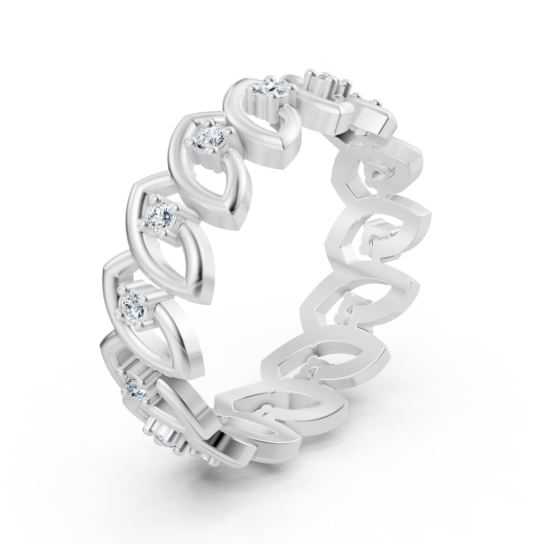 Elegant white gold ring with round-cut diamonds – delicate design