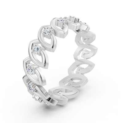 Elegant white gold ring with round-cut diamonds – delicate design
