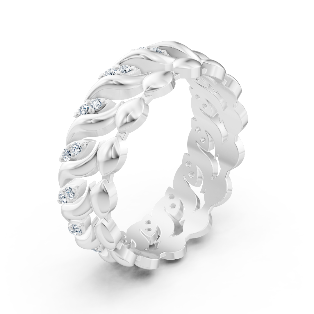 Zarter Weissgold Ring mit Diamanten im Herzranken Design