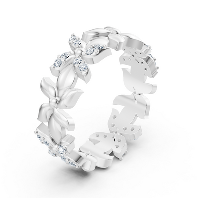 Funkelnder Weißgold Ring mit Diamanten – Schmetterling Design