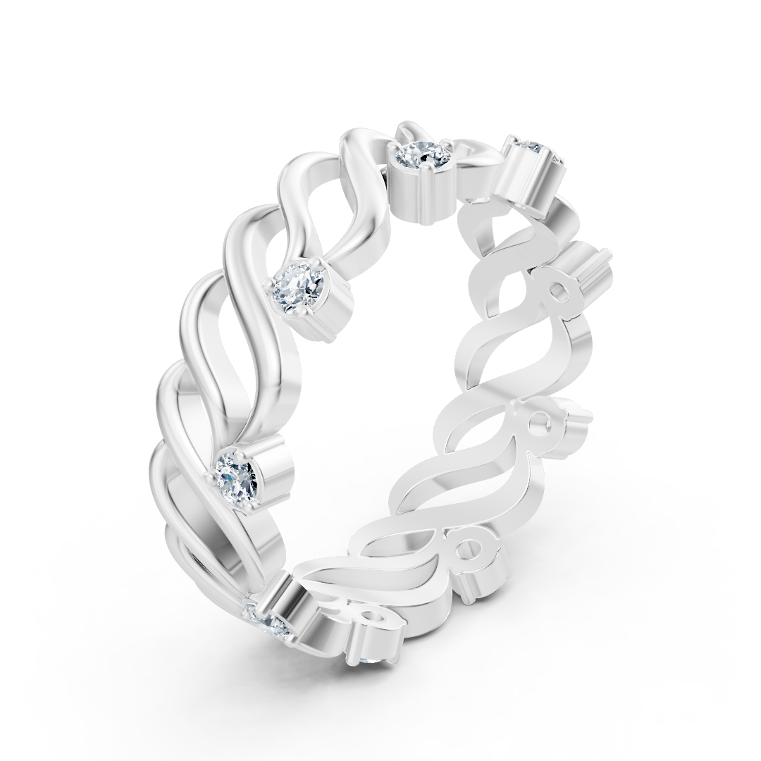 14 Karat Weißgold Diamant Bandring "Welle der Anmut