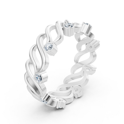 14 Karat Weißgold Diamant Bandring "Welle der Anmut