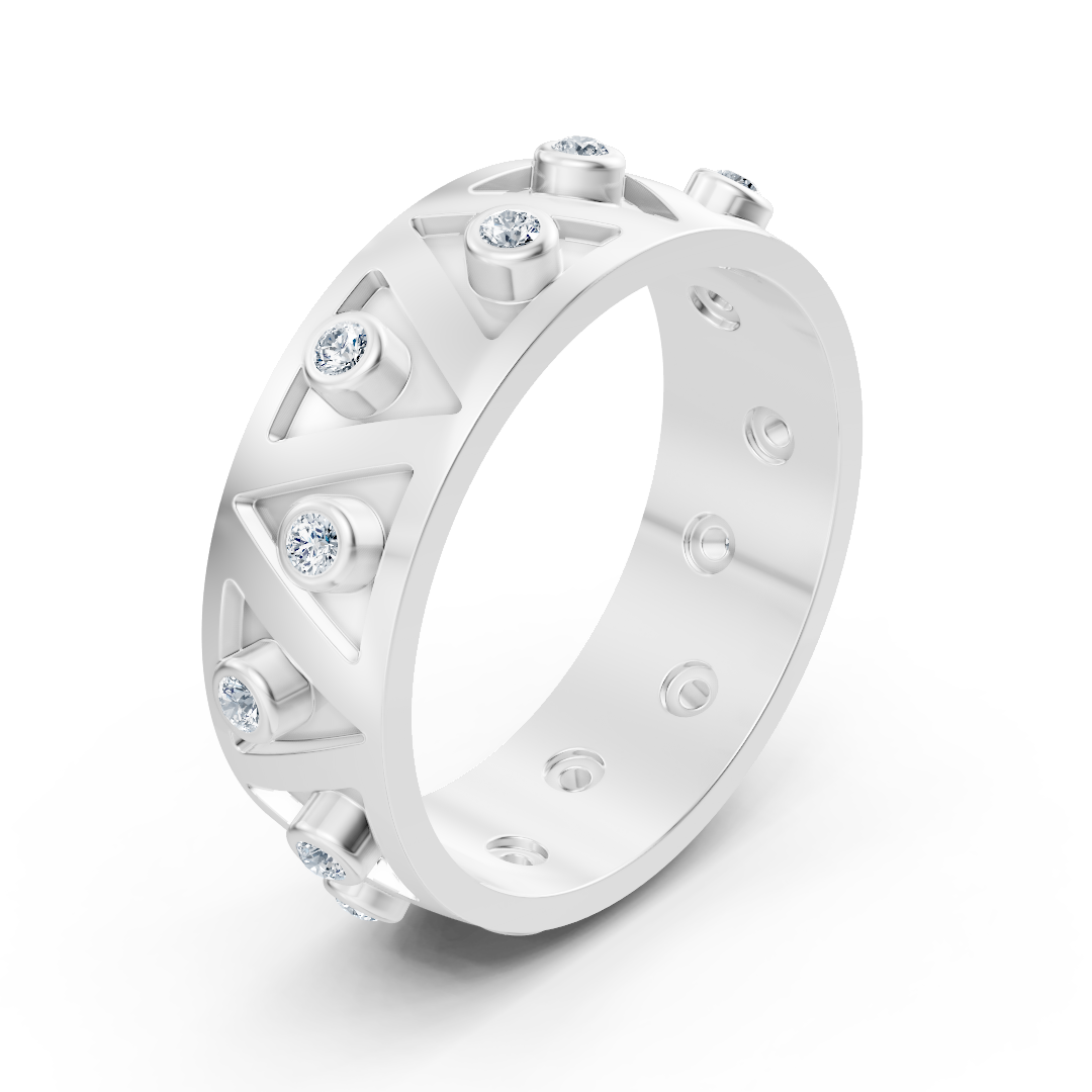 Birgie 14K Weissgold Diamant Zickzack Ring - Moderner Schwung
