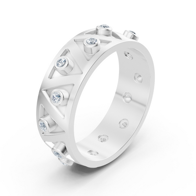 Birgie 14K Weissgold Diamant Zickzack Ring - Moderner Schwung