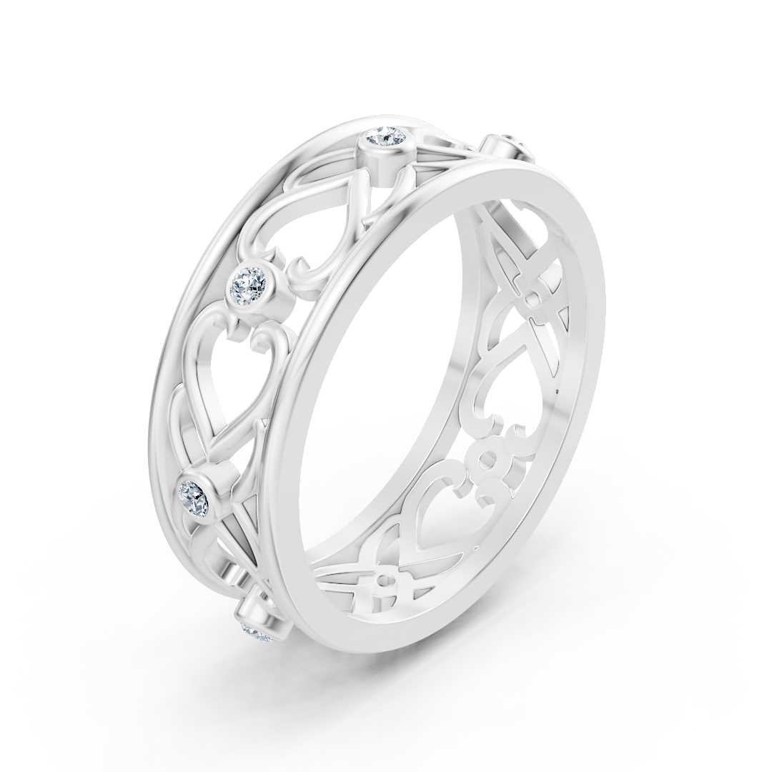 Elegant white gold ring with round diamonds in bezel design